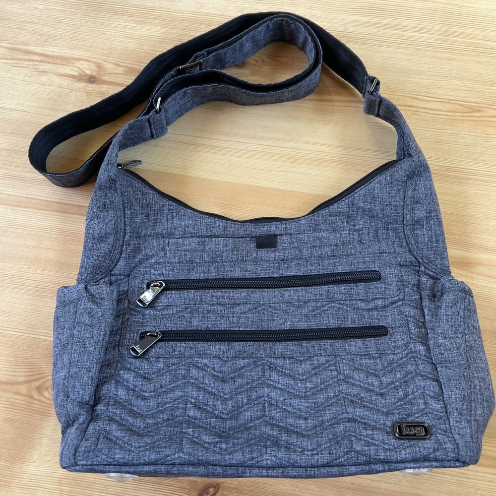 LUG Camper Gray Crossbody Bag Quilted RFID Blocking Travel Everyday Bag